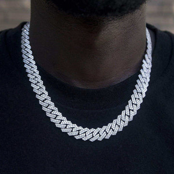 Diamond Prong Link Chain in White Gold