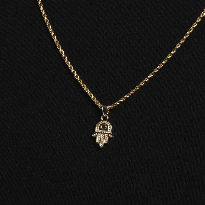 Solid Gold Hamsah Micro Pendant