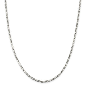 2.5mm, Sterling Silver, Solid Byzantine Chain Necklace