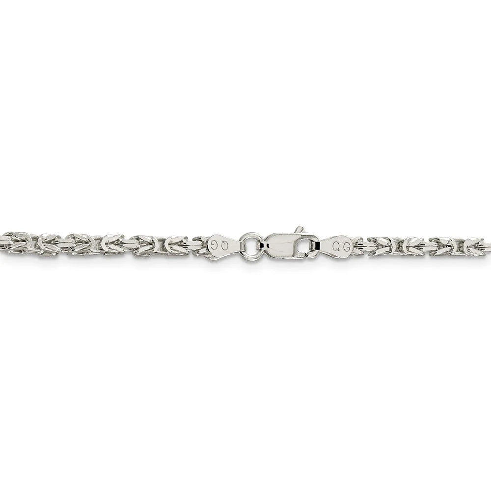 2.5mm, Sterling Silver, Solid Byzantine Chain Necklace