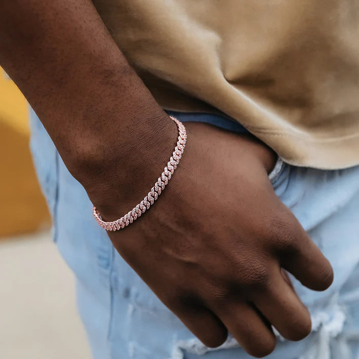Micro Diamond Prong Cuban Bracelet - 6mm