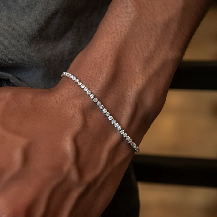 Micro Tennis Bracelet in White Gold And Rose Gold