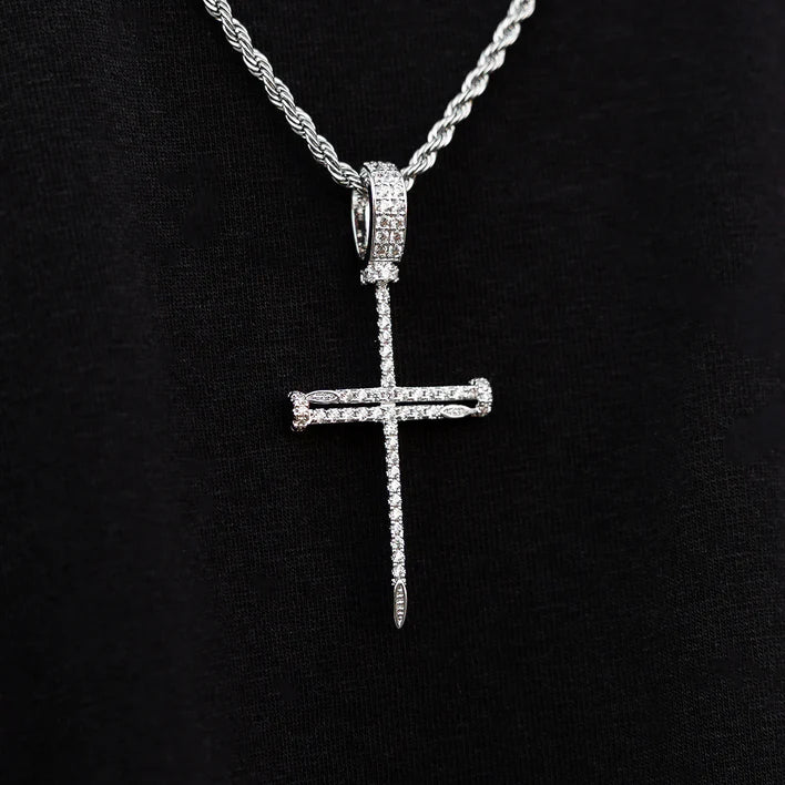 Nail Cross White and Yellow Gold