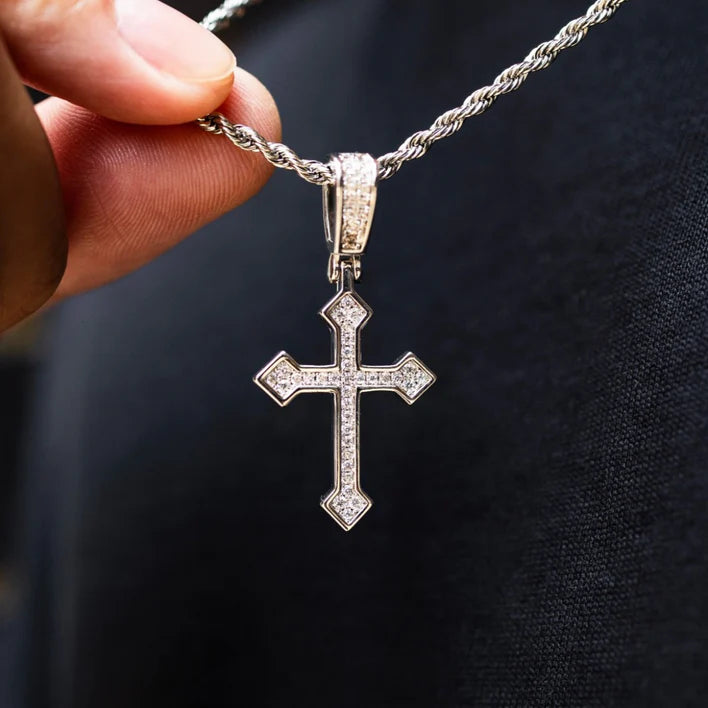 Micro Celtic Cross V.2 in White and Yellow Gold
