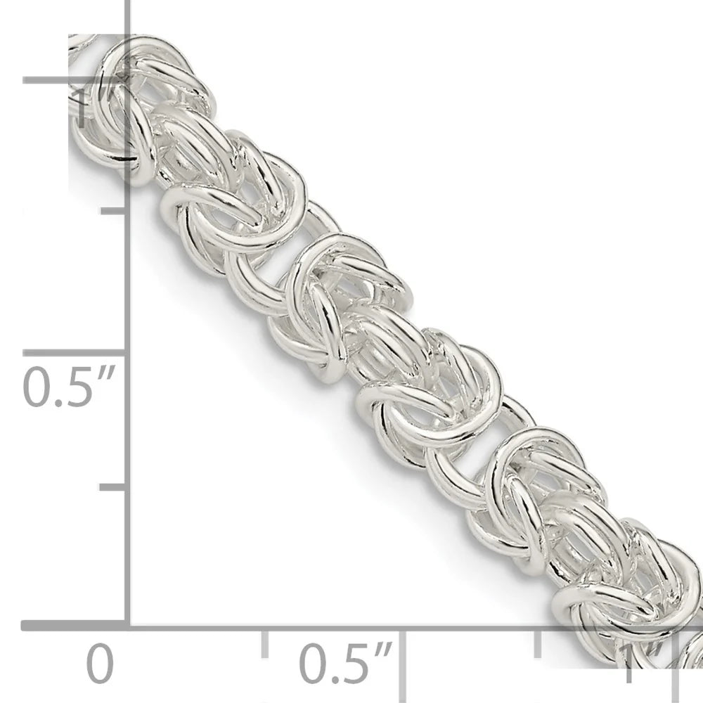 5.5mm Sterling Silver Solid Rounded Byzantine Chain Necklace