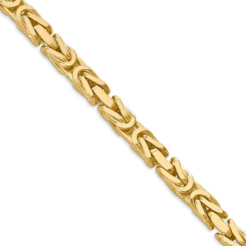 5.25mm, 14k Yellow Gold, Solid Byzantine Chain Necklace