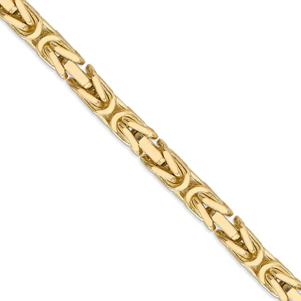 6.5mm, 14k Yellow Gold, Solid Byzantine Chain Necklace