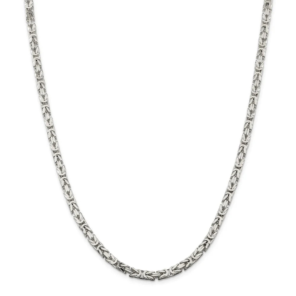 4.25mm, Sterling Silver, Solid Byzantine Chain Necklace