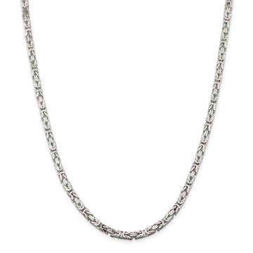 4.25mm, Sterling Silver, Solid Byzantine Chain Necklace