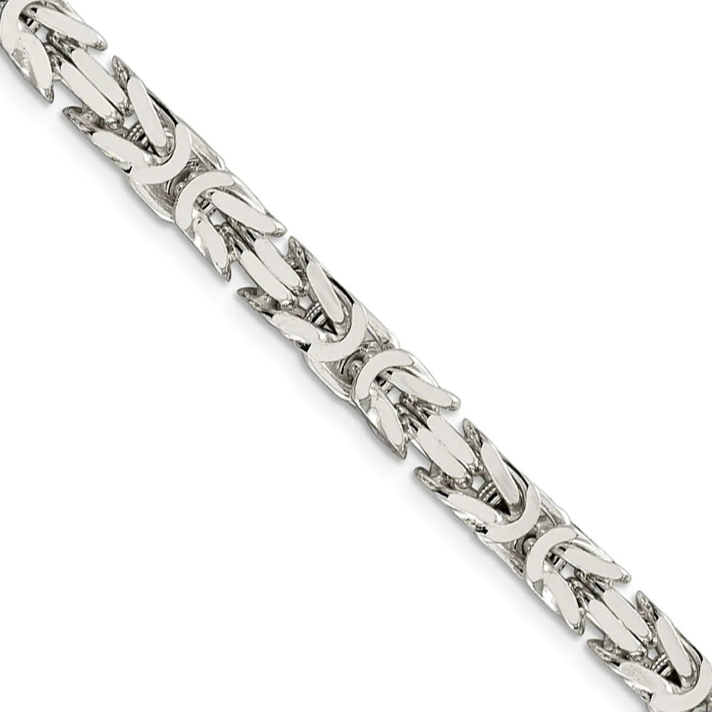 Men's 6mm, Sterling Silver, Solid Byzantine Chain Necklace