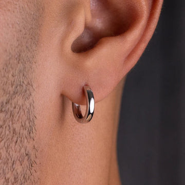 Polished Round Huggie Earrings in White and Yellow Gold