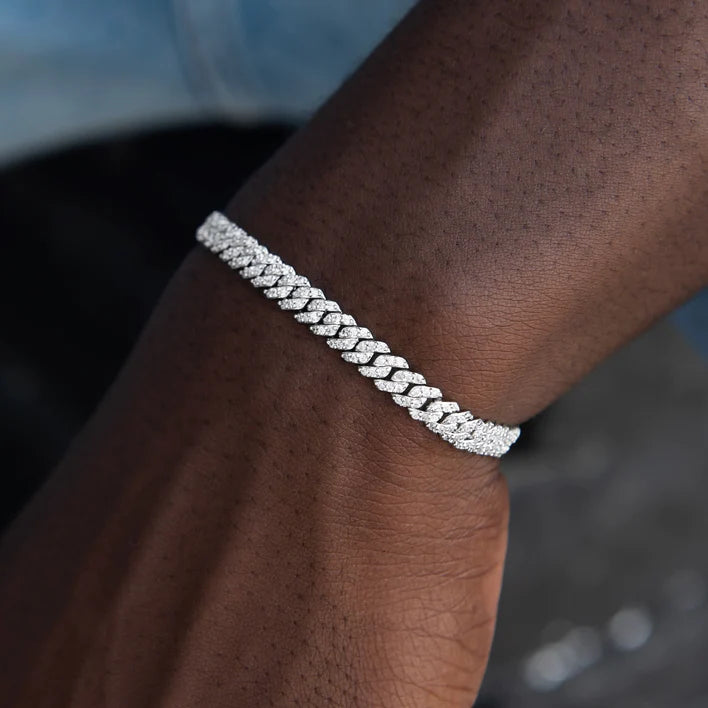 Micro Diamond Prong Cuban Bracelet - 6mm