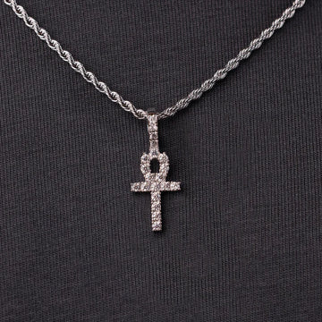 Micro Ankh Cross in White Yellow and Rose Gold