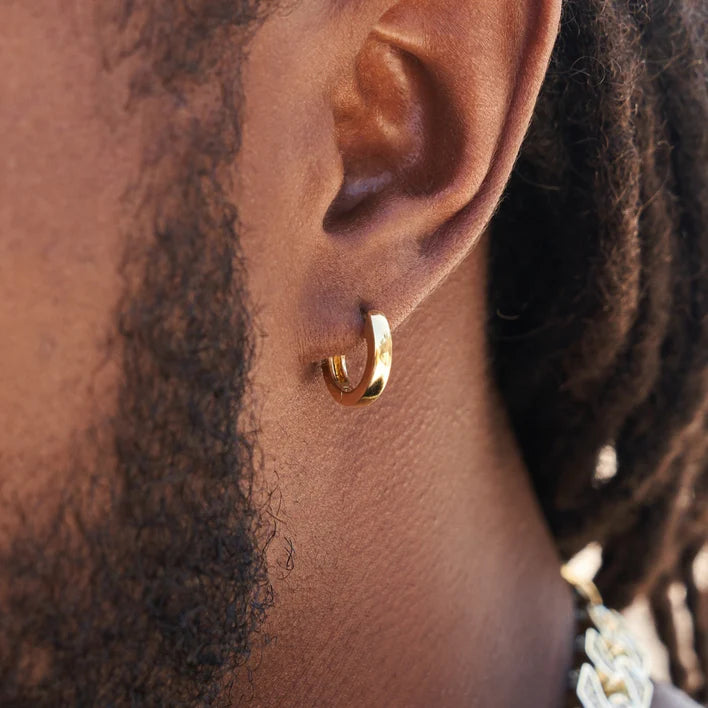 Solid Gold Polished Round Huggie Earrings