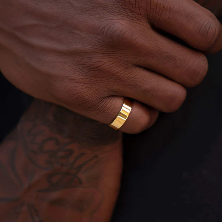 Flat Band Ring in White and Yellow Gold