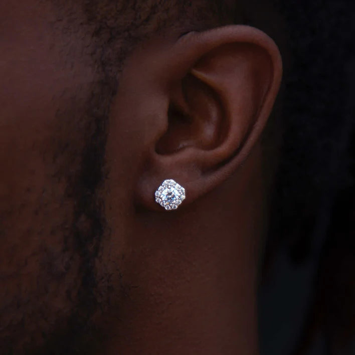 Micro Clustered Diamond Earrings White and Yellow Gold