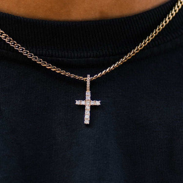 Solid Gold Micro Diamond Cross